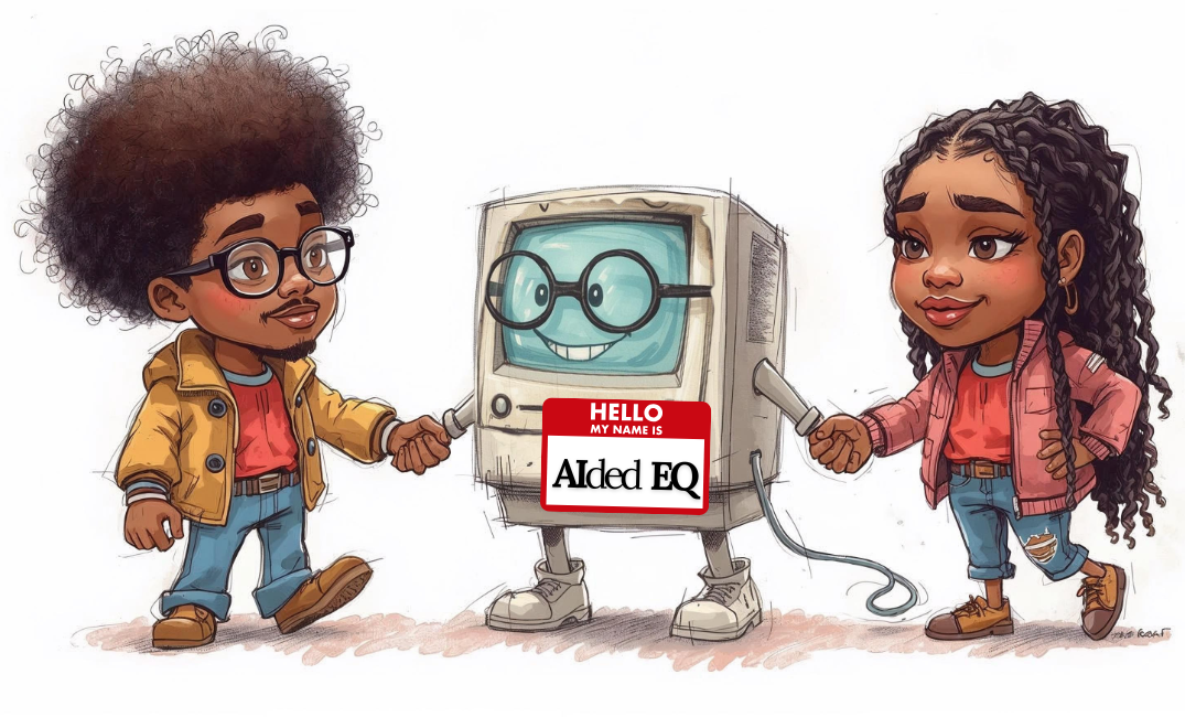 AIded EQ illustration showing diverse people connecting through technology